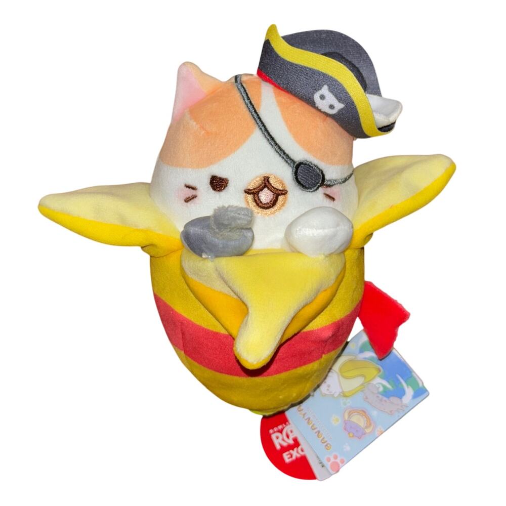 Bananya cat pirate banana plush 6” Round One Exclusive NWT